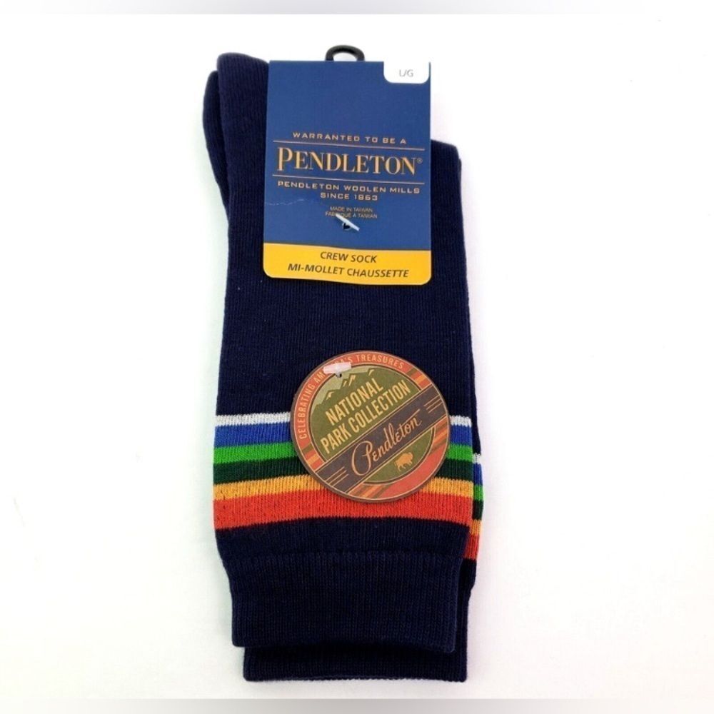 Pendleton Size M Navy Mi Mollet Chaussette Crew Socks 1 Pair